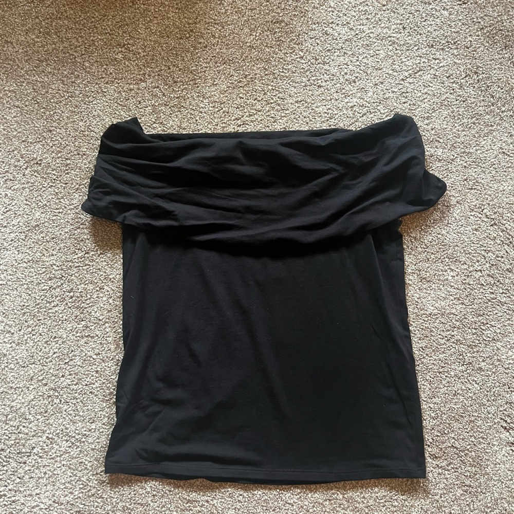 J. Jill Black Off-Shoulder Folded Neck Tunic